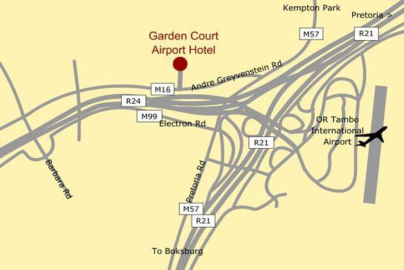 Map For Johannesburg Hotels - Garden Court Milpark Hotel - Gauteng Hotels