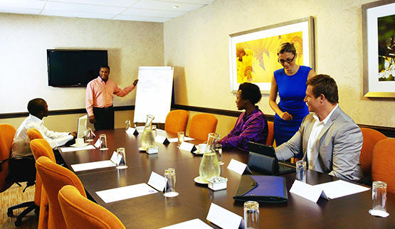 Johannesburg business hotel boardroom.