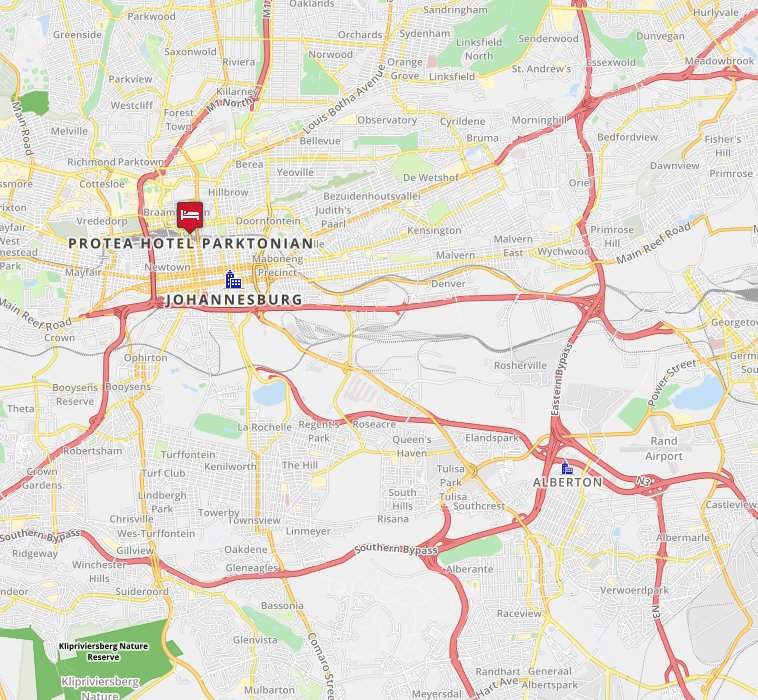 Map for Johannesburg Hotels - Protea Hotel Parktonian All Suite ...